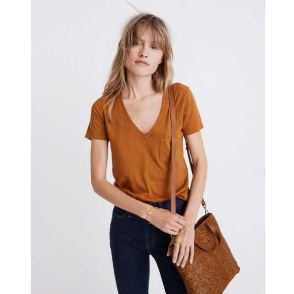 Madewell Tops - Madewell Whisper Cotton V-Neck Tee Golden Pecan M
